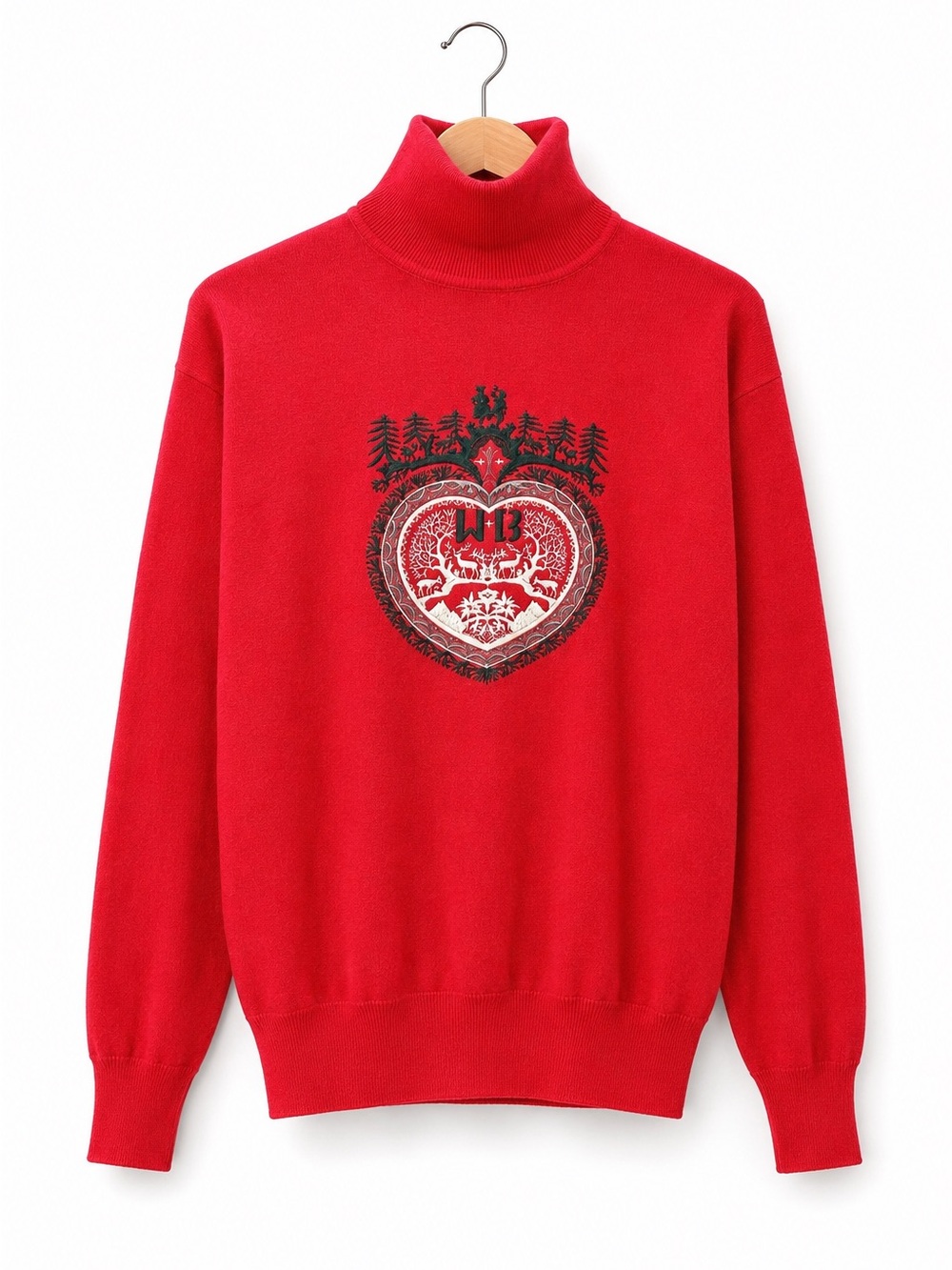 Vtg Bogner Ski Crest heart Red Turtleneck Sweater Wool Blend Small  Hong Kong